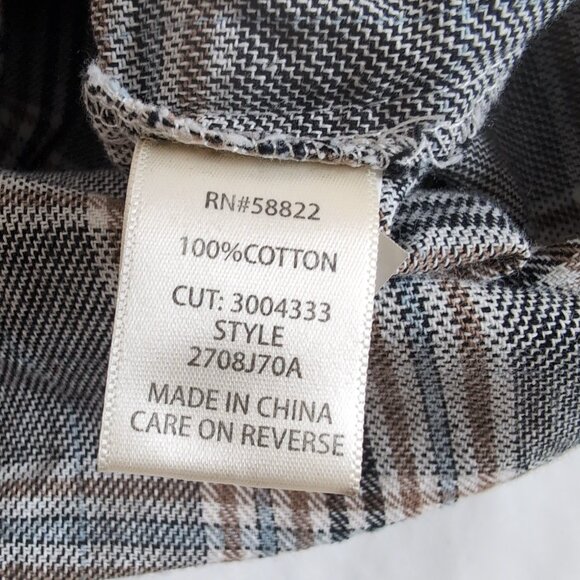 Max Studio Women's Grey/Blue/Tan Button Up Shirt Plaid Flannel, Size Small - Picture 4 of 6